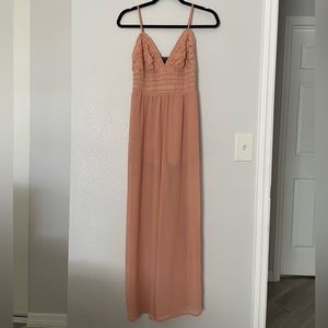 Blush Pink Lace and Chiffon Jumpsuit. Small. Adjustable Strap.